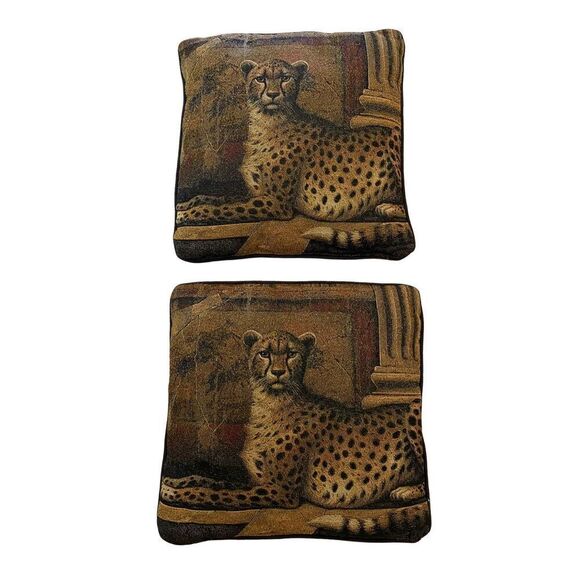 Vintage Tapestry Decorative Throw Pillow Cheetah Leopard